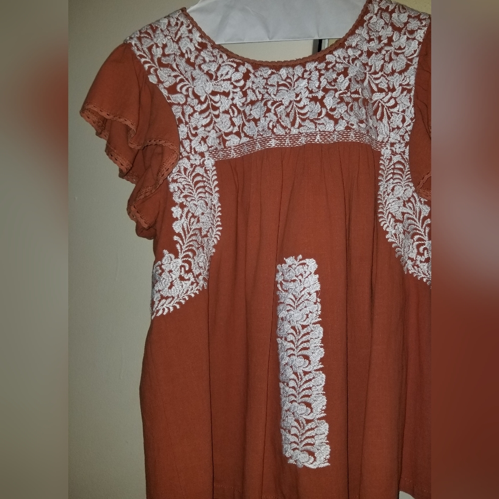 J. Marie Burnt Orange Blouse size L